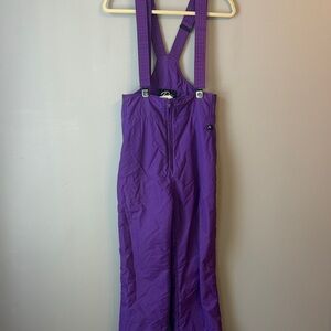 Vintage Robbe Purple Ski Pants. With Suspender  straps. Size 10.